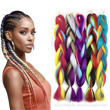 Colorful Jumbo Braiding Hair Extensions 24 inch Crochet Braids Hair Synthetic Fiber Yaki Texture